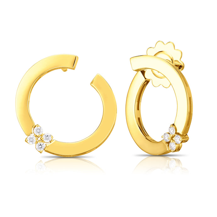 Roberto Coin 18 karat yellow gold Love in Verona front to back circle Diamond 22mm Earrings, D=0.15tw