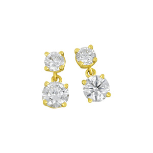 14 karat yellow gold single drop Diamond Earrings, D=1.43tw