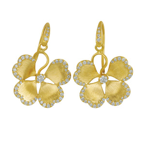 Syna 18 karat yellow gold Jardin Satin Champagne Diamond drop Earrings, D=0.70tw
