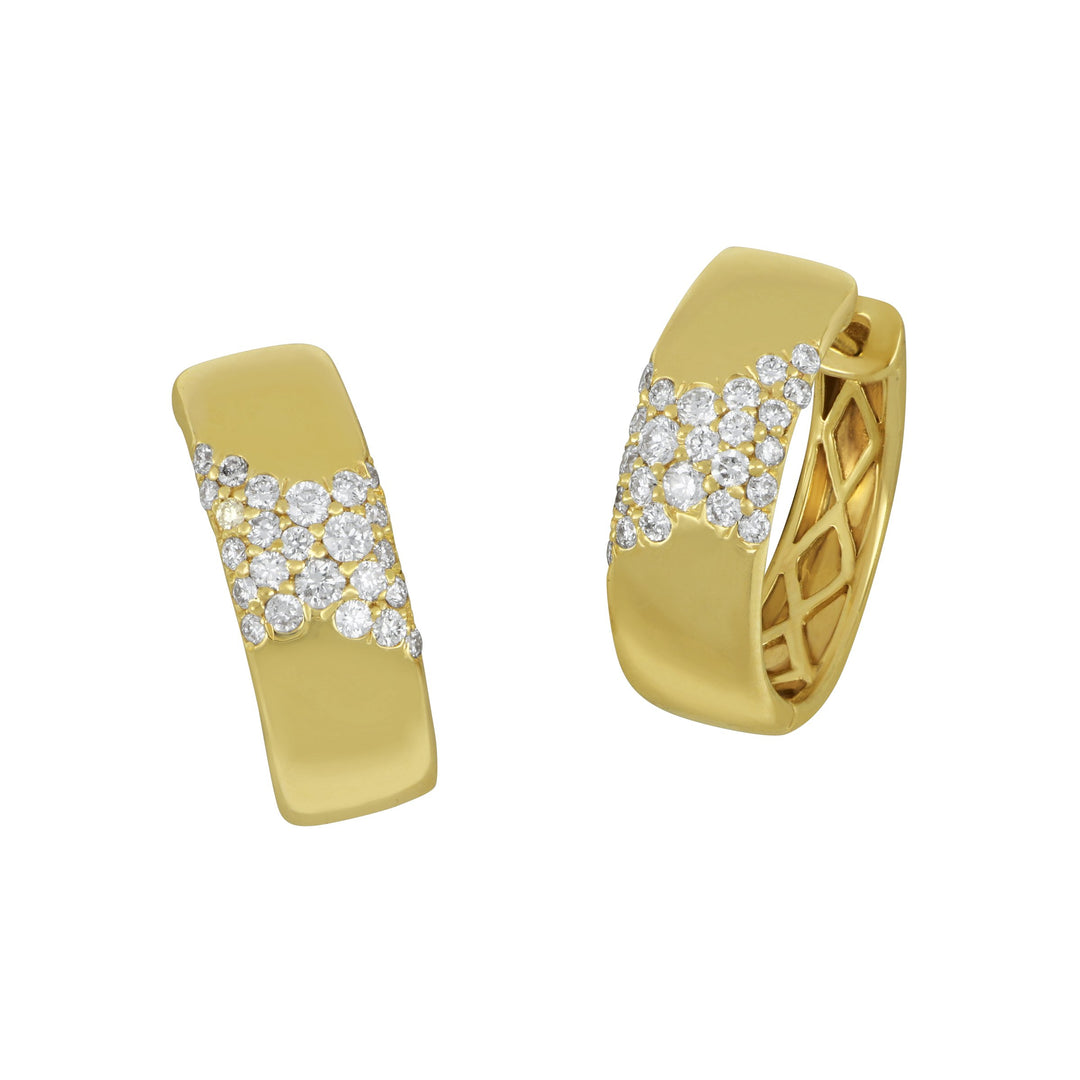 14k Yellow Gold Scattered Diamond Small Huggie Earrings, D=0.41tw