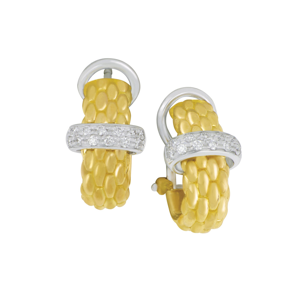 Fope 18 karat Yellow and White Gold 5mm Vendome Diamond earrings, D=0.20tw G/VS1