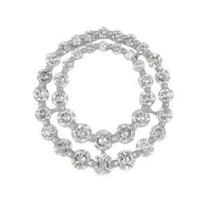 18 karat white gold two row graduate Diamond circle Pendant, D=1.15tw
