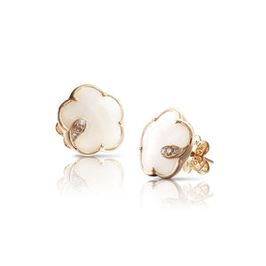 Pasquale Bruni 18 karat rose gold Petite Joli white agate and diamond 0.04ctw earrings