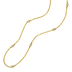 14K Yellow Gold 18" Diamond-by-the-Yard Necklace, 8 D=.21tw GH/SI