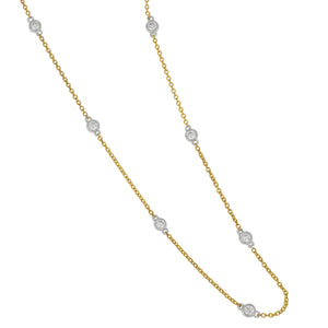 14 karat yellow and white gold Diamonds by the Yard Necklace 20" adjustable, D=0.53tw