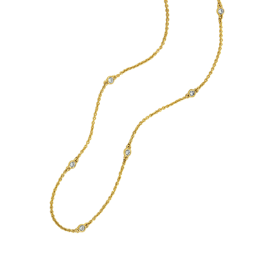 14 karat yellow and white gold Diamonds by the Yard Necklace 20" adjustable, D=0.21tw