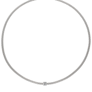 Fope 18 Karat Yellow and White Gold 17" 3mm Prima 3 Rondelle Necklace, Dias=.12tw G/VS1