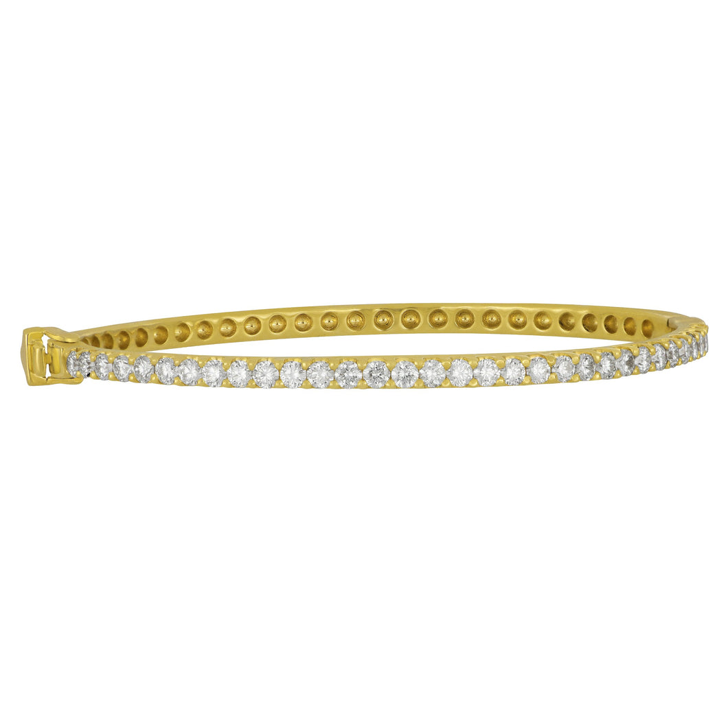 14 karat yellow gold one row Diamond Bangle, D=2.08tw