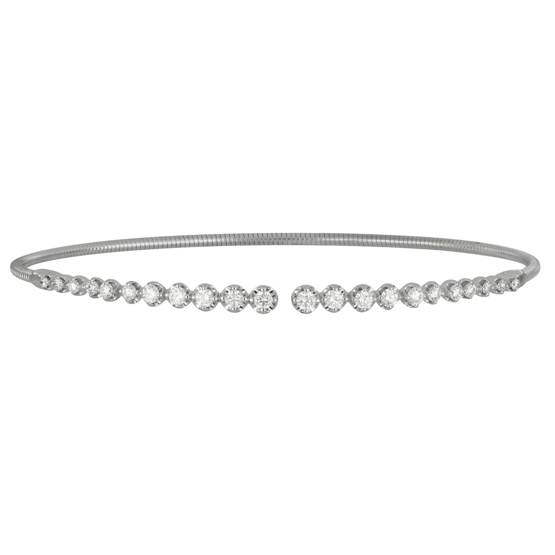 14k White Gold Graduated Diamond Coil Cuff Bracelet, D=0.66tw