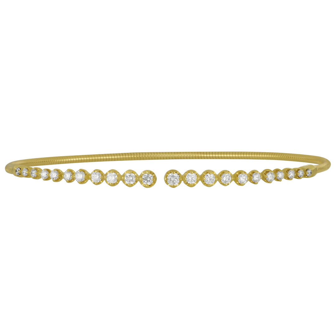 14k Yellow Gold Graduated Diamond Coil Cuff Bracelet, D=0.66tw