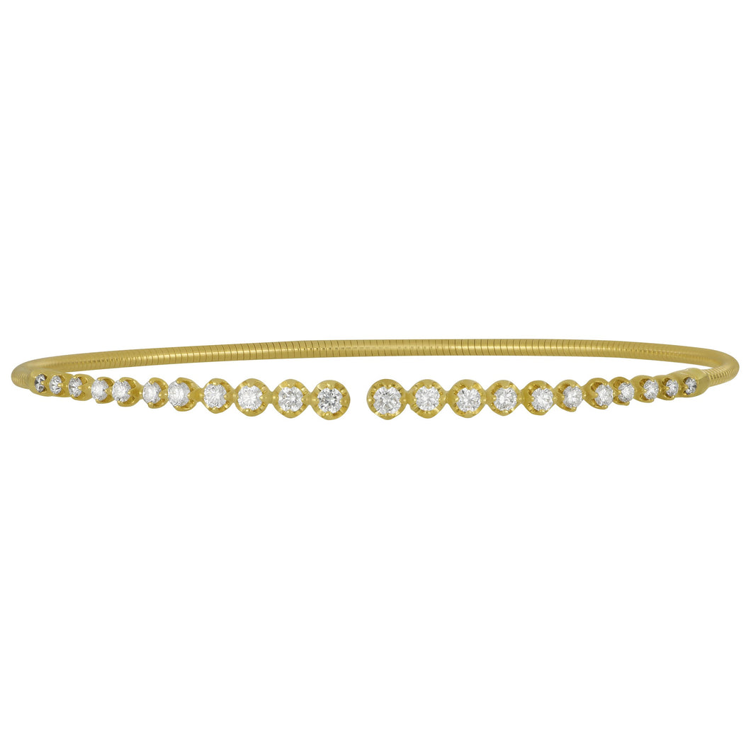 14 karat yellow gold graduated Diamond Coil Cuff Bracelet, D=0.66tw