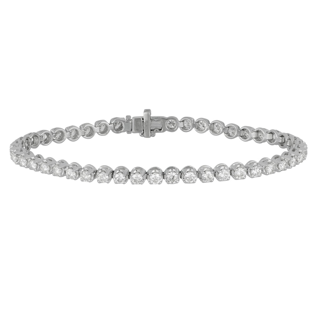 14k White Gold Four-Prong Diamond Line Bracelet, D=3.33tw