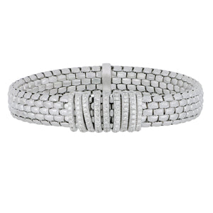Fope 18 karat White Gold 10mm Panorama with 9 Diamond Bar Stations Bracelet size Medium, D=0.68tw G/VS1
