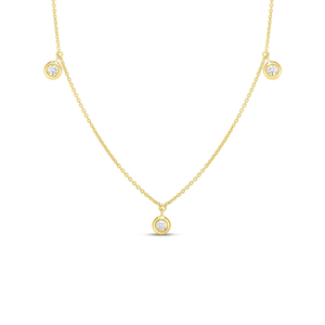 Roberto Coin 18 karat yellow gold diamond by the inch 3 station dangle necklace 16-18", D=0.13tw