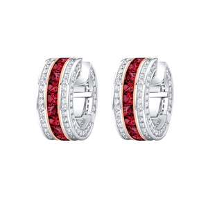Robert Procop Platinum/18 Karat Rose Gold Ruby (1.31tw) and Diamond (6.33tw) Masterpiece Clutch Earrings