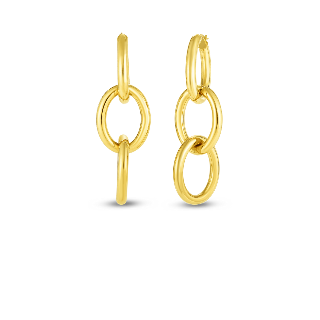 Roberto Coin 18 karat yellow gold 3 oval drop earrings