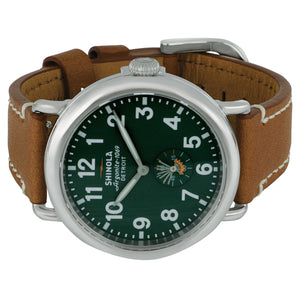 Shinola Stainless Steel 41mm Runwell Green Dial Tan Leather Strap Watch