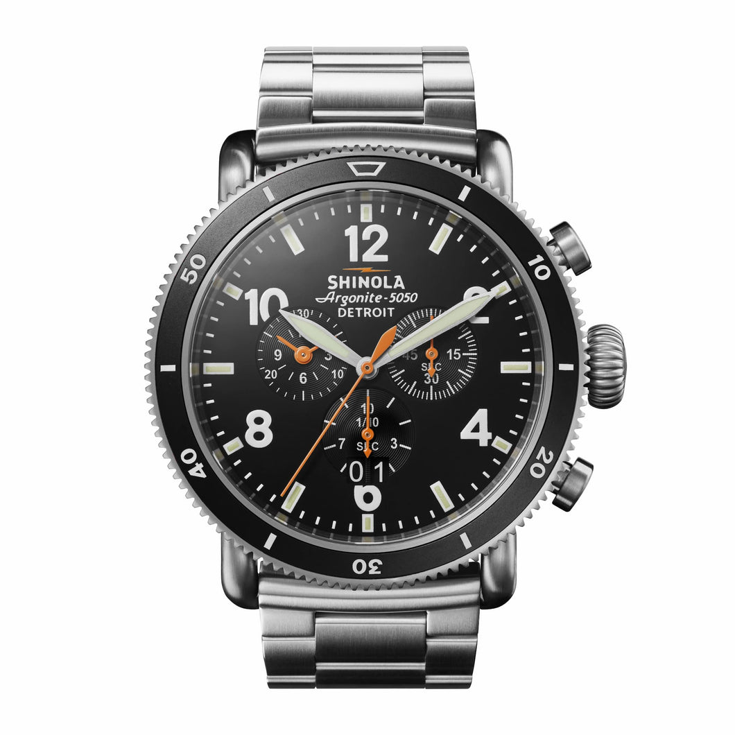 Shinola Titanium 48mm Black Blizzard Runwell Sport Chronograph Watch