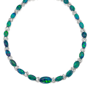 Oscar Heyman Platinum Opal and Diamond Necklace