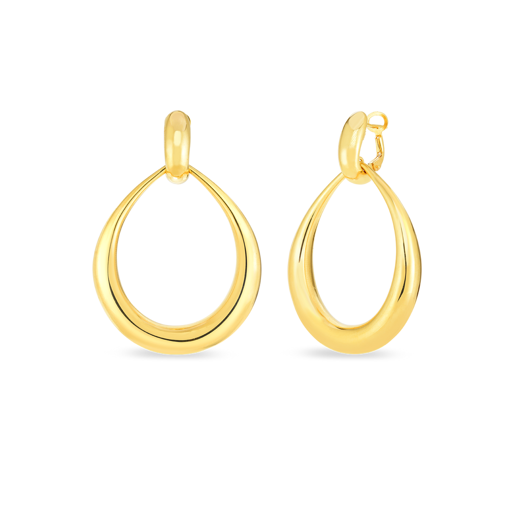 Roberto Coin 18 karat yellow gold Oro Classic contured graduated modern door knocker earrings