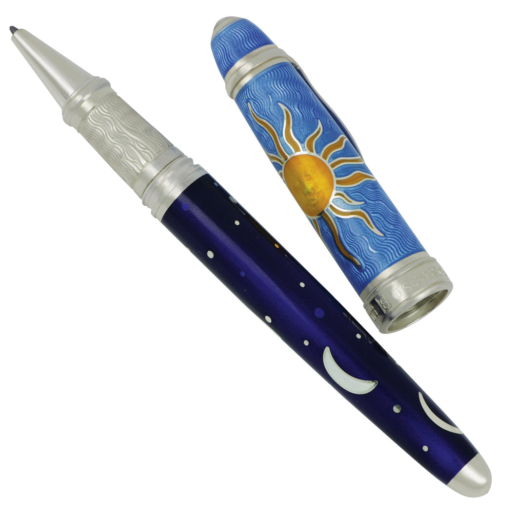David Oscarson Sterling Silver and Enamel Celestial Light Blue, Yellow and Midnight Blue Rollerball Pen #78 of 88