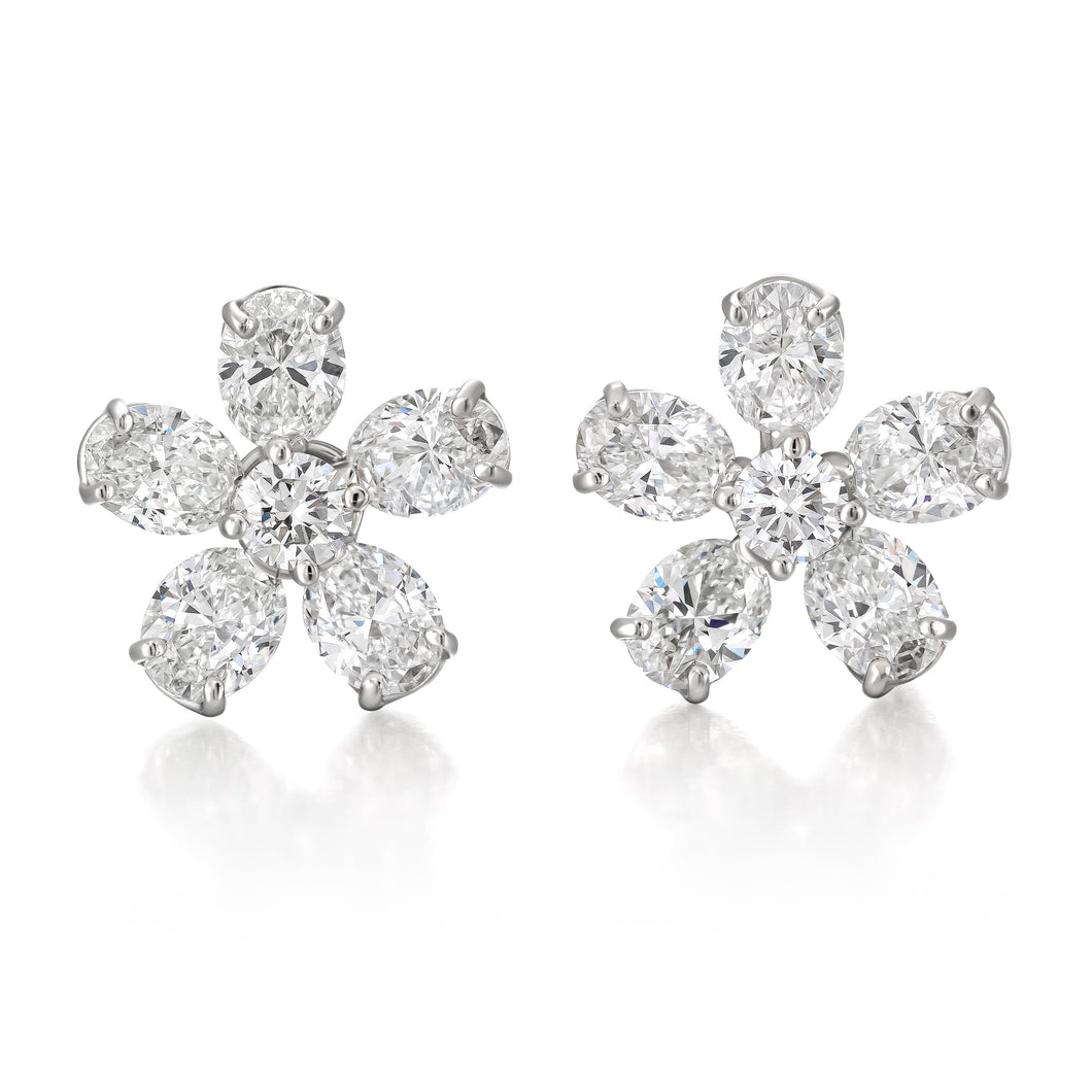 Oscar Heyman Platinum Diamond Flower Earrings