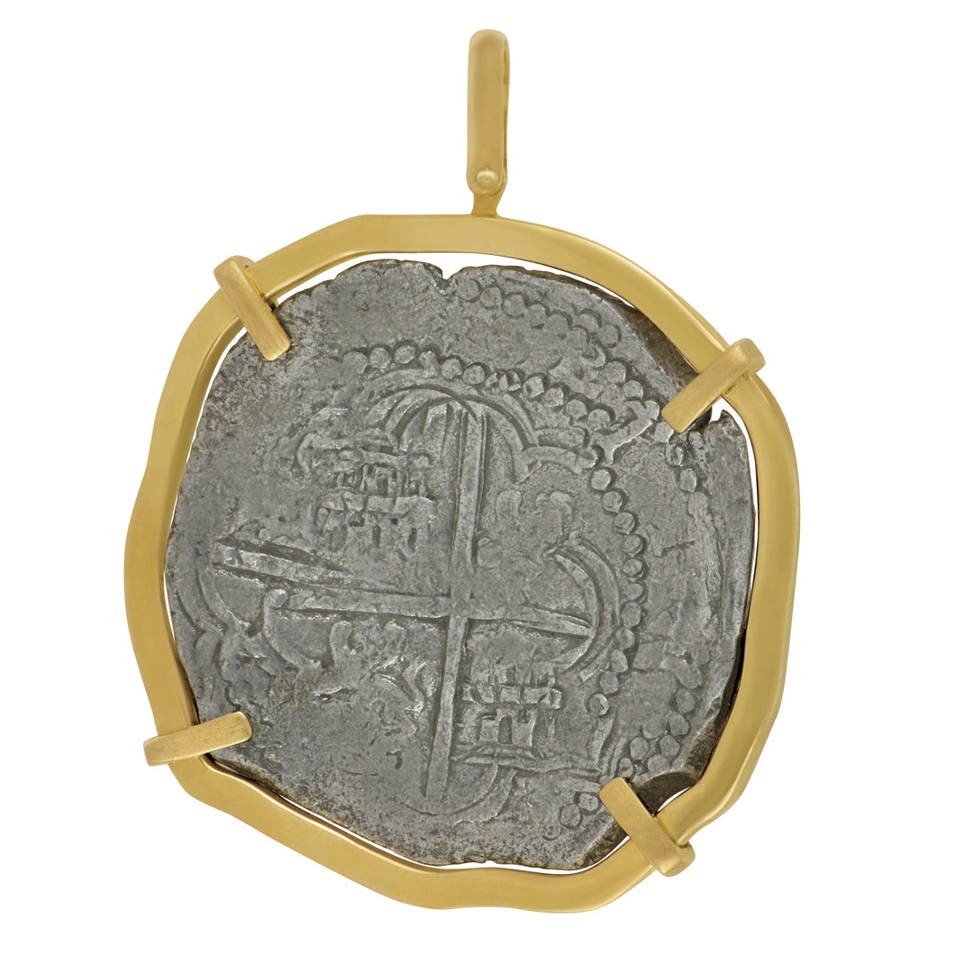 14 karat Yellow Gold Bezeled Spanish Atocha 2 Reale Pendant