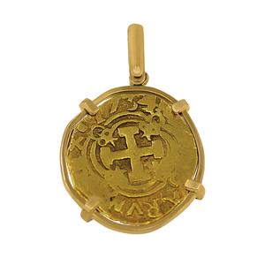 18k Yellow Gold Bezel 2-Escudo Spanish Coin Pendant