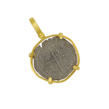 Load image into Gallery viewer, 2 Reale Pot Fleet Coin set in Custom 14K Yellow Gold Bezel Pendant