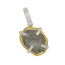Load image into Gallery viewer, 1/2 Reale Fleet Coin set in Custom 14K Yellow Gold and Sterling Silver Bezel Pendant