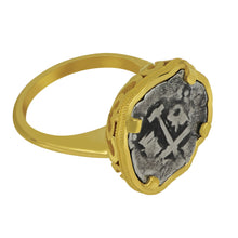 Load image into Gallery viewer, Spanish 1/2 Reale Coin set in Custom 14K Yellow Gold Ring, Size 6.75