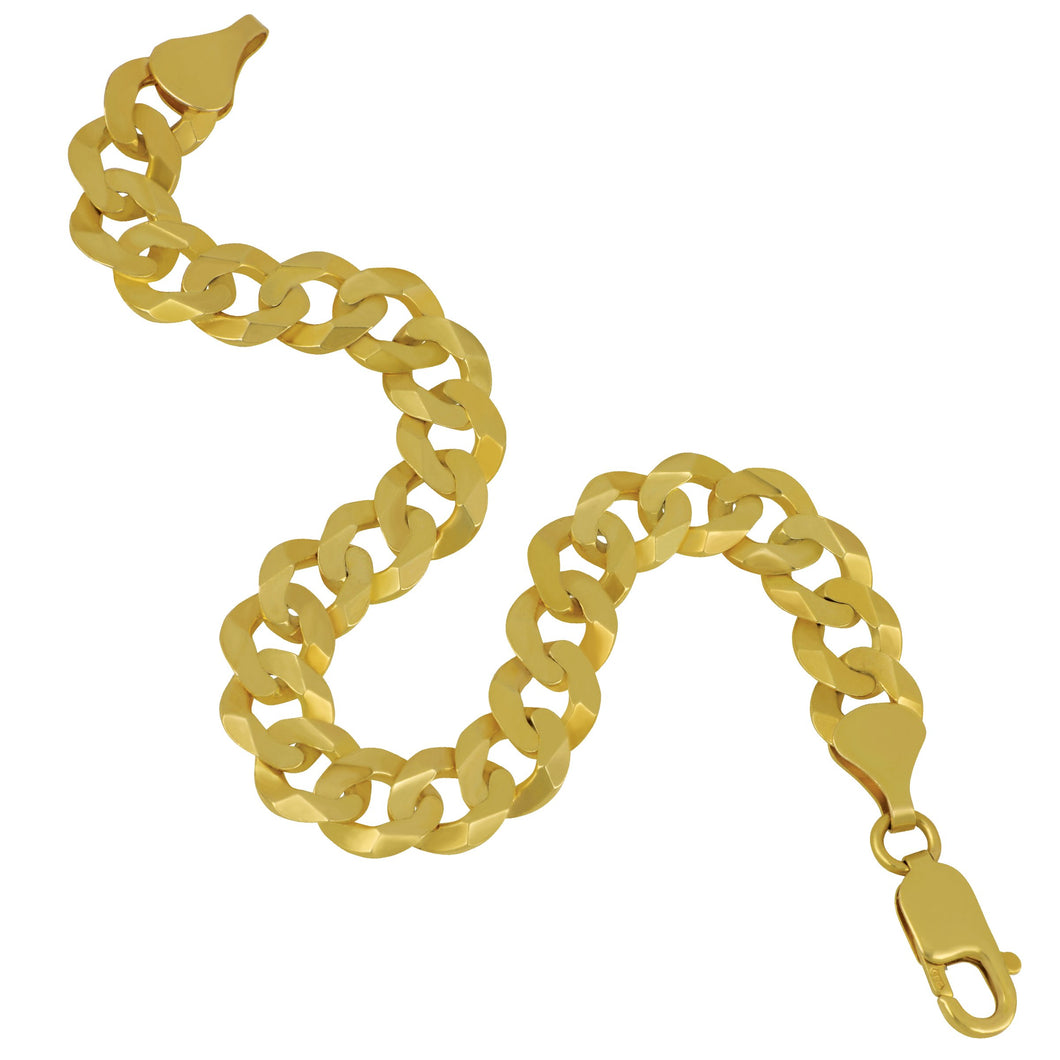 14 karat yellow gold 9mm open Diamond Cut Curb link Bracelet 8.25