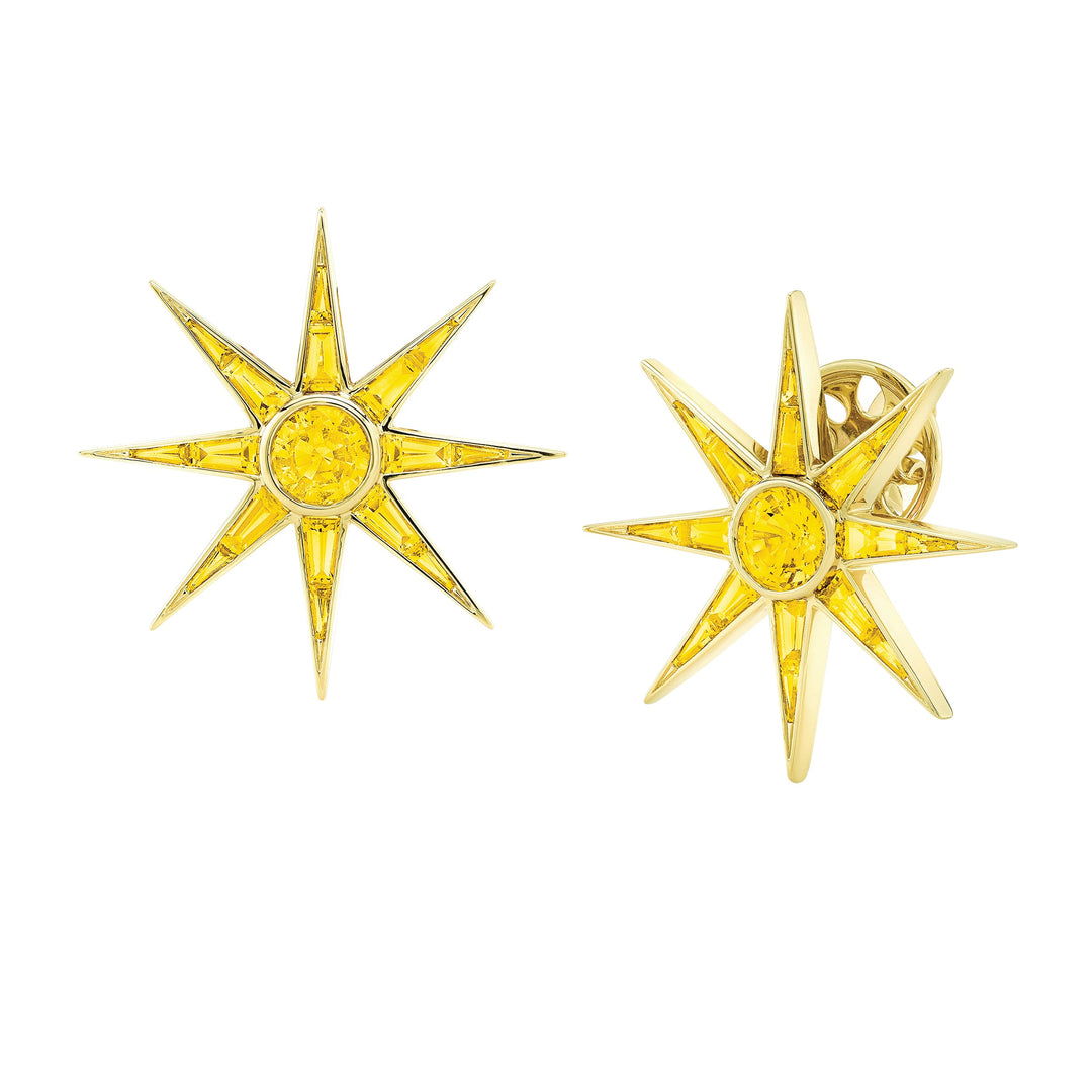 Robert Procop Luminous 18 karat yellow gold starburst yellow sapphire 2.81ctw stud earrings