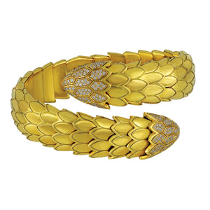Estate Roberto Coin 18 karat yellow gold Cobra Daimond Flex Bracelet, D=0.57tw