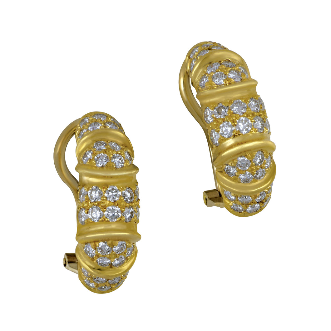 18 Karat Yellow Gold Diamond J Earrings, Dias=1.00tw GH/VS