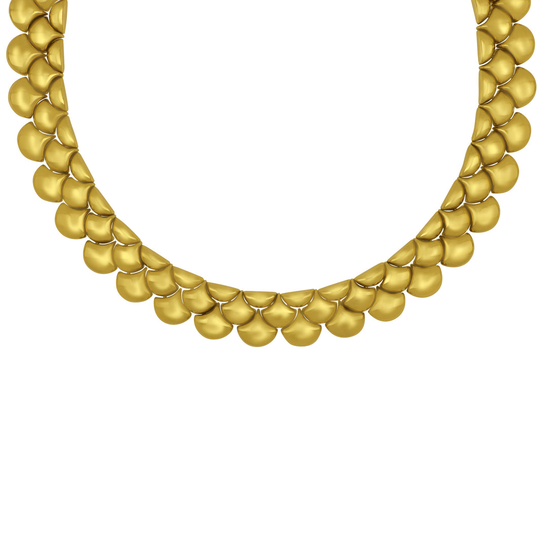 18 Karat Yellow Gold 17" 3 Row Mermaid Link Necklace