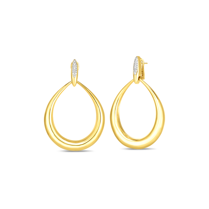 Roberto Coin 18 karat yellow gold Oro Classic Diamond Accent Earrings, D=0.22tw