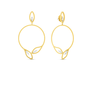 Roberto Coin 18 karat yellow gold open Byzantine Barocco Circular Diamond Drop Earrings, D=0.68tw