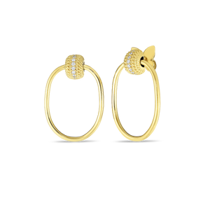 Roberto Coin 18 yellow gold Large Opera oval Door Knocker Diamond Earrings, D=0.22tw