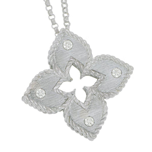 Roberto Coin 18 karat white gold petite venetian princess diamond 0.06ctw pendant on 16-18" adjustable chain