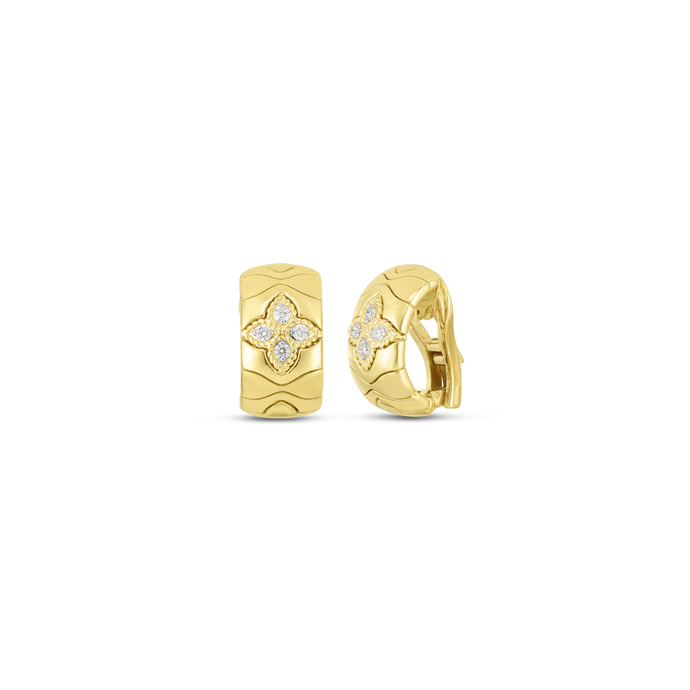 Roberto Coin 18 karat yellow gold Royal Princess Flower Diamond Earrings, D=0.20tw