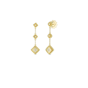 Roberto Coin 18 karat yellow gold 3 Drop Palazzo Ducale Diamond Earrings, D=0.11tw