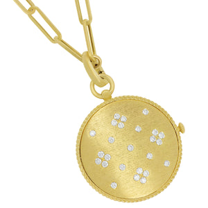 Roberto Coin 18 karat yellow gold venetian princess satin finish diamond 0.38ctw locket on paper clip chain 19"