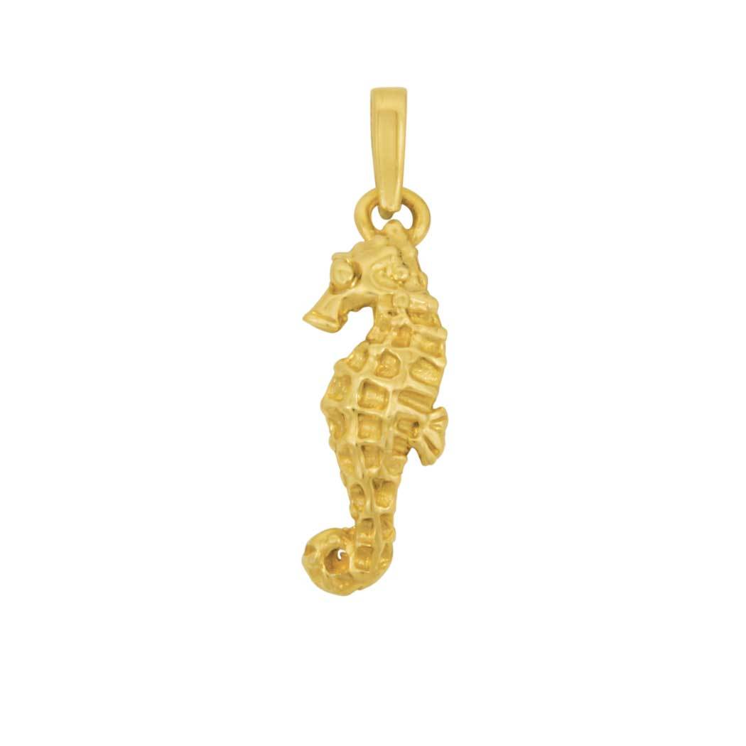 14k Yellow Gold Small Seahorse Pendant