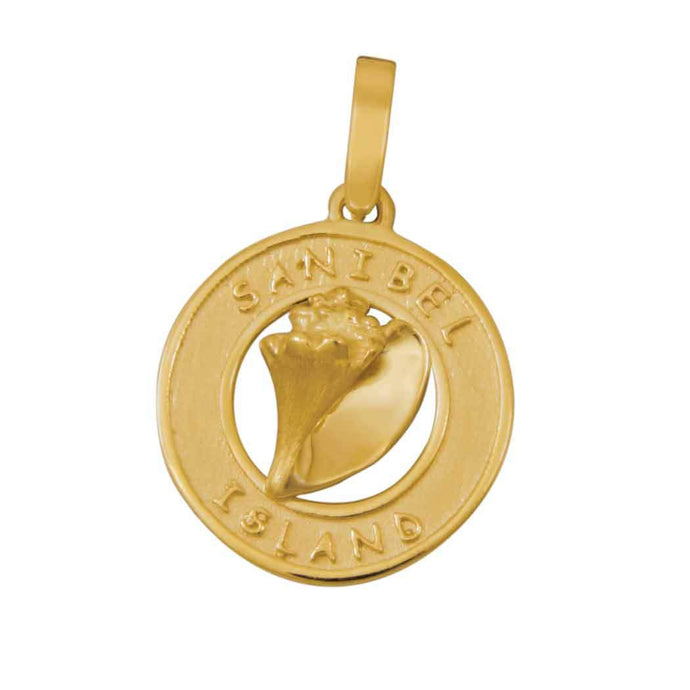 14k Yellow Gold Sanibel Disc with Conch Pendant
