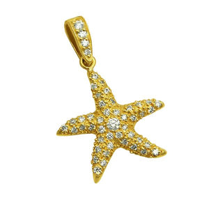 18k Yellow Gold Large Diamond Pave Starfish Pendant, D=.57tw
