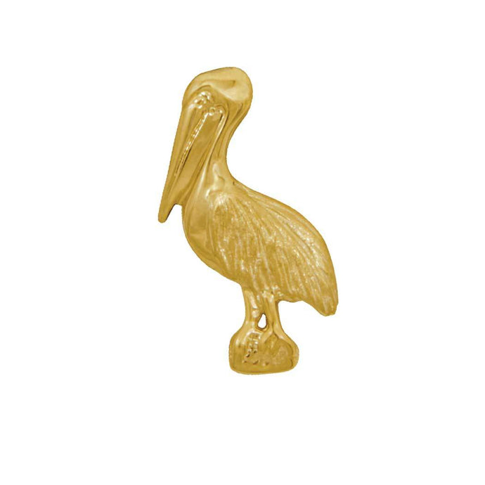 14k Yellow Gold Flat Standing Pelican Pendant