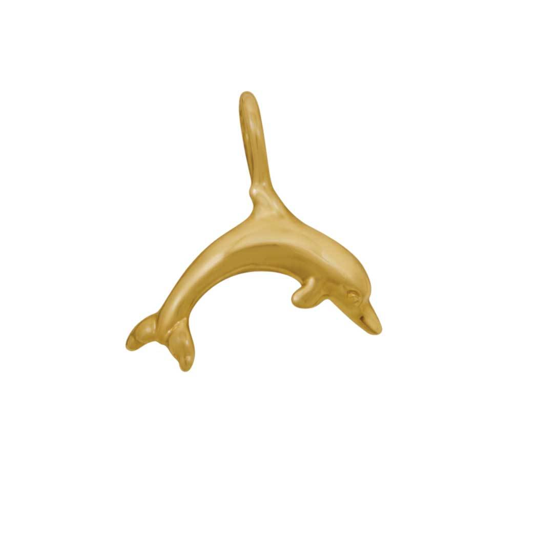 14k Yellow Gold Small Dolphin Pendant
