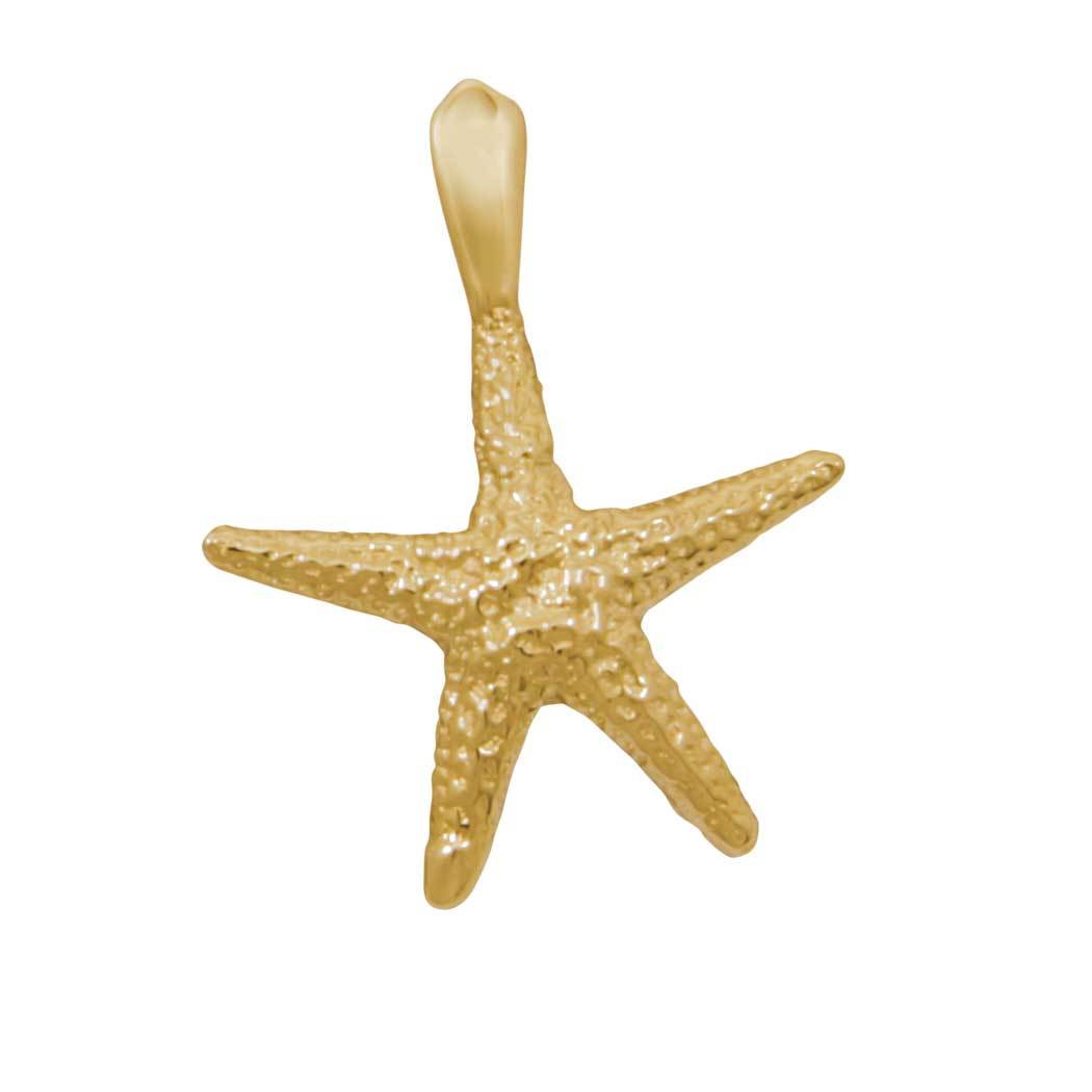 14k Yellow Gold Large Real Starfish Pendant