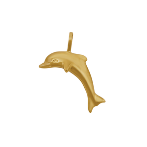 14k Yellow Gold Medium Side View Dolphin Pendant